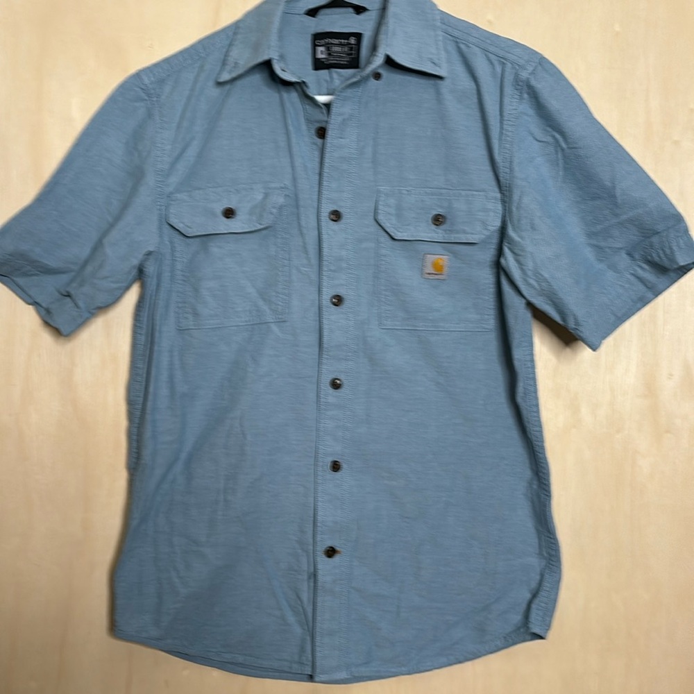 Carhartt loose fit chambray button down shirt. Size small